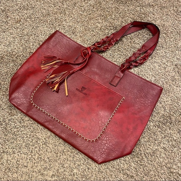 Weimeibaige Bag Large Red Braided Handle NWOT - Picture 7 of 7